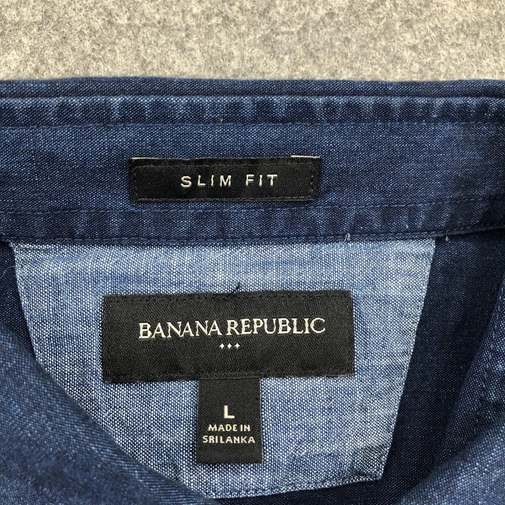 Banana Republic Shirt Mens Large Blue Denim Long Sleeve Button Up Slim Casual